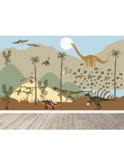  טפט לקיר לילדים-גיונגל דינוזאורוס-רקה-ביז